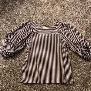 Ann Taylor Loft black and white striped blouse